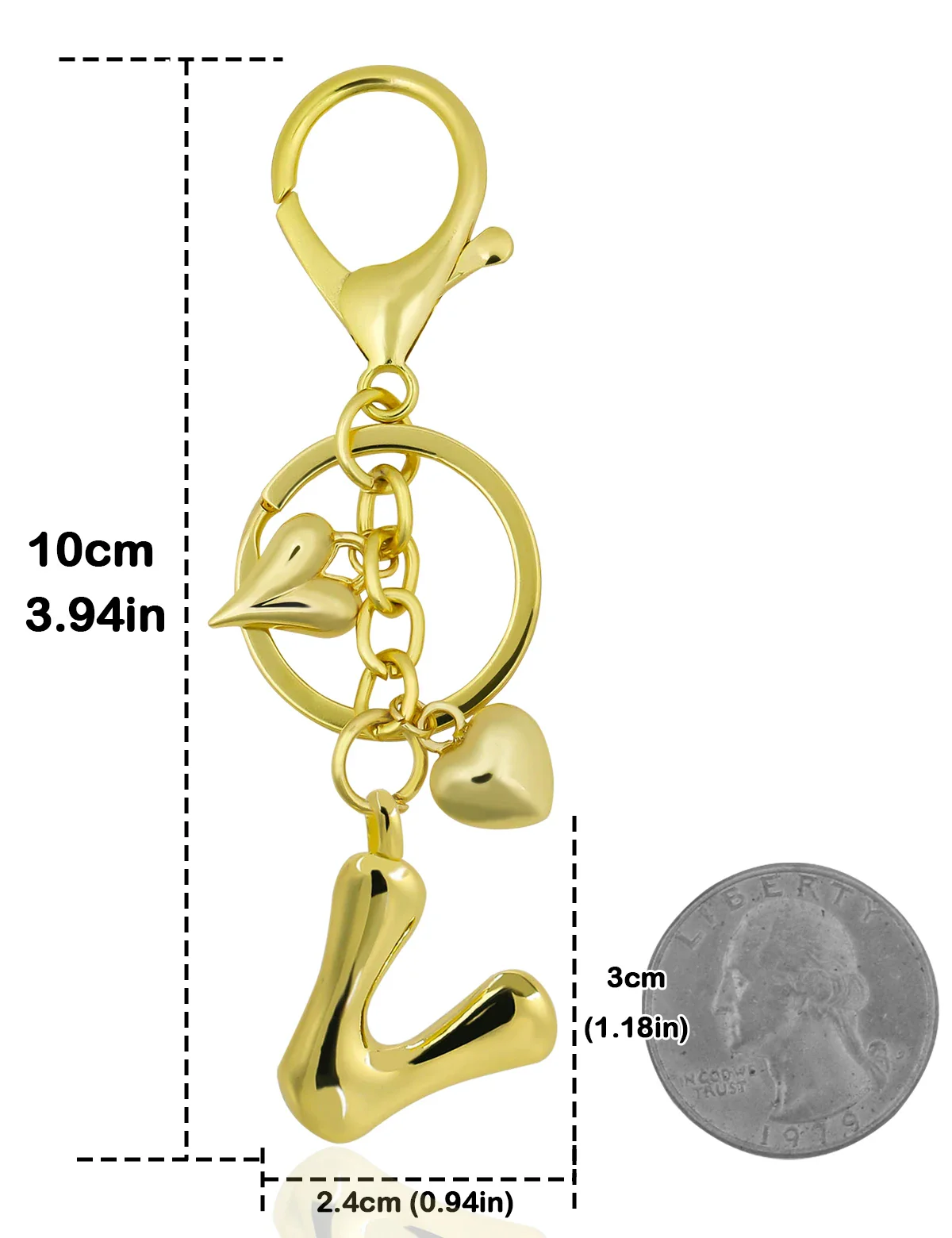 Personalized Keychain Gold Bubble Letter Bag Charm Gift - Image 24