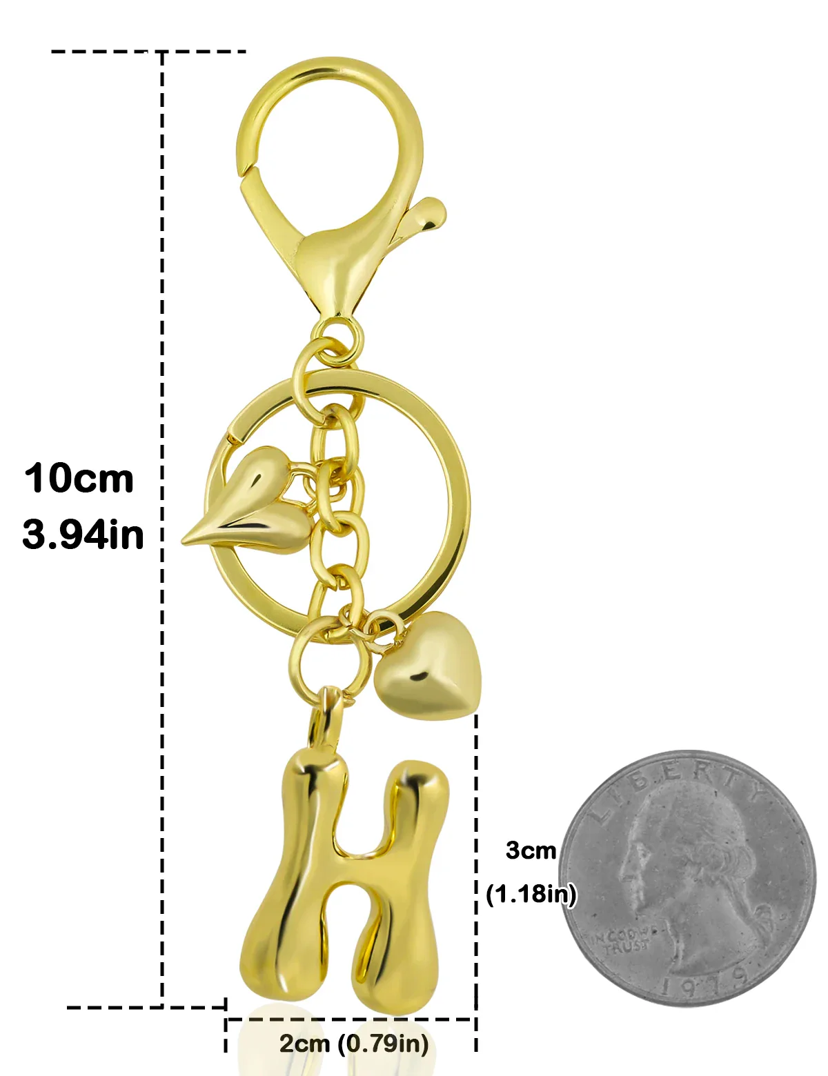 Personalized Keychain Gold Bubble Letter Bag Charm Gift - Image 25