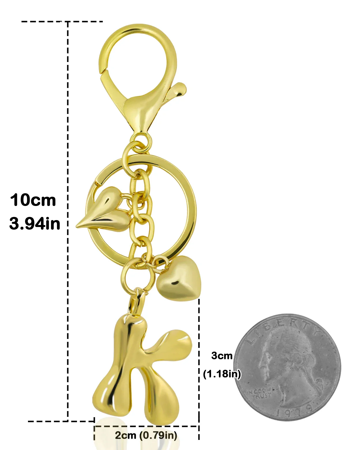Personalized Keychain Gold Bubble Letter Bag Charm Gift - Image 26