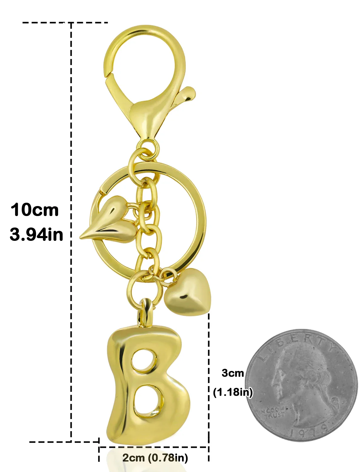 Personalized Keychain Gold Bubble Letter Bag Charm Gift - Image 27