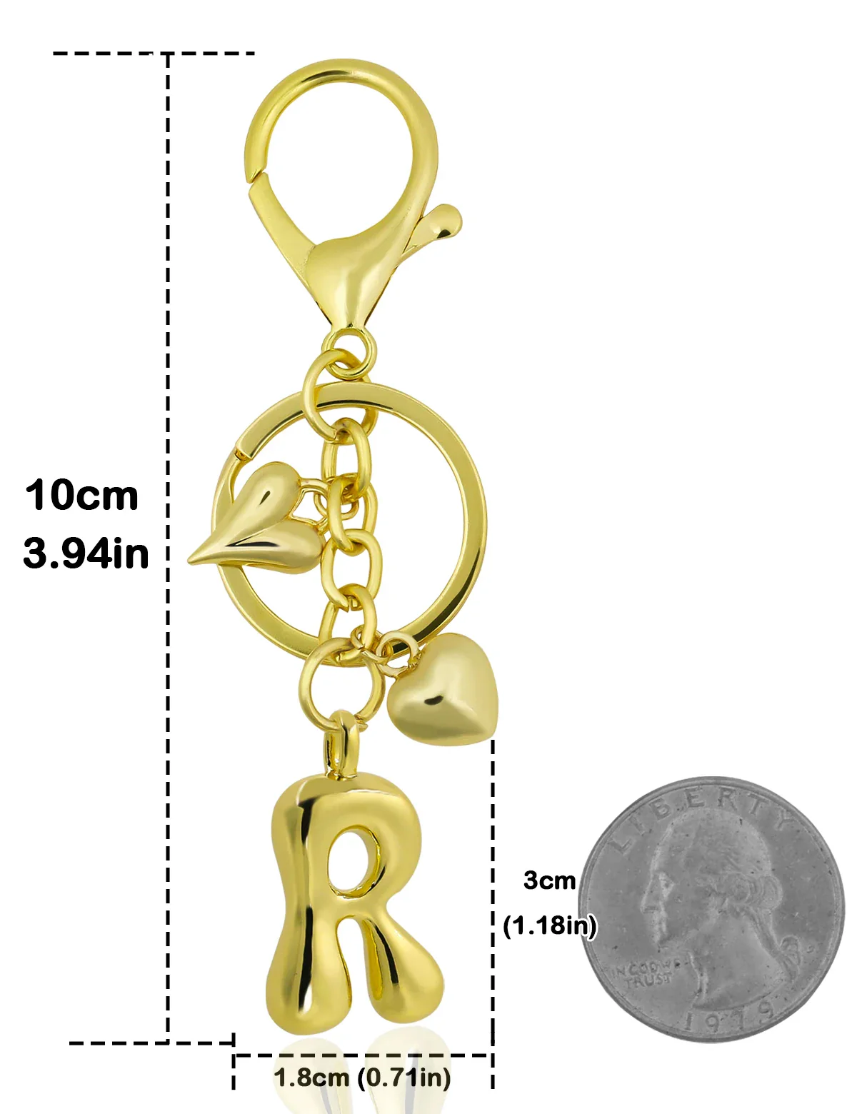 Personalized Keychain Gold Bubble Letter Bag Charm Gift - Image 29