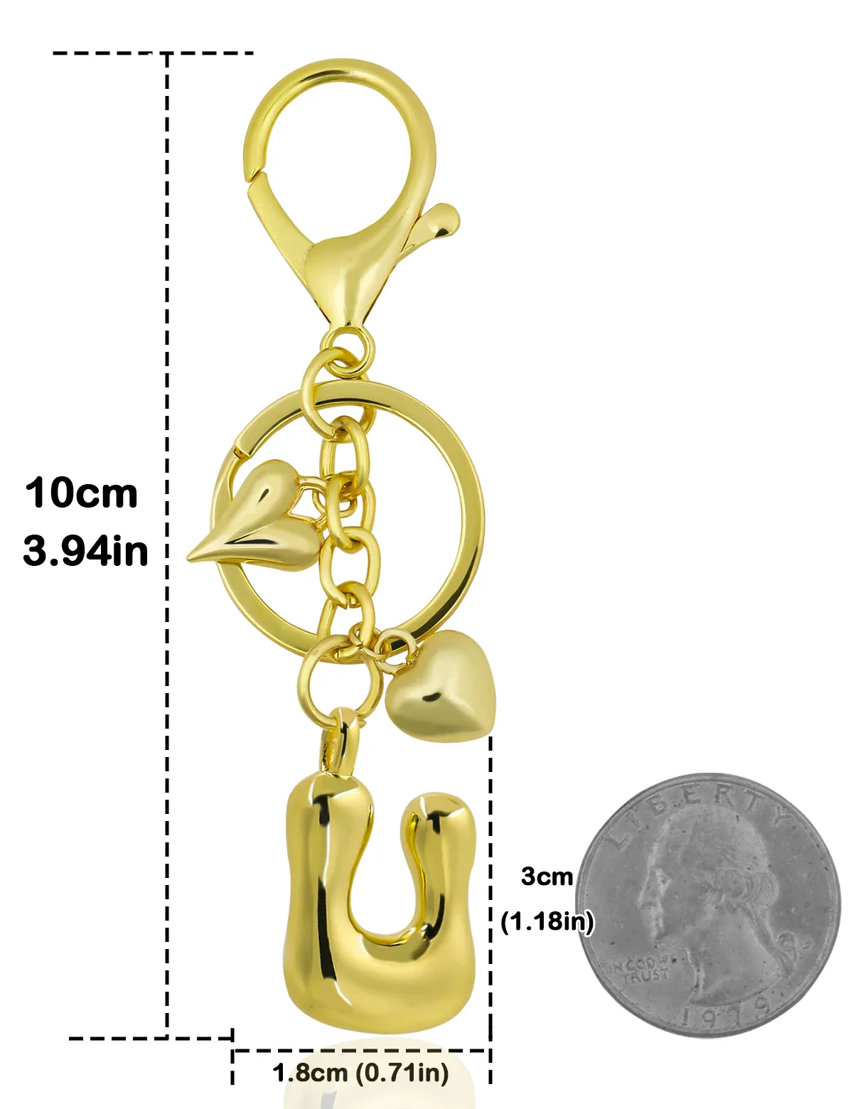 Personalized Keychain Gold Bubble Letter Bag Charm Gift - Image 30