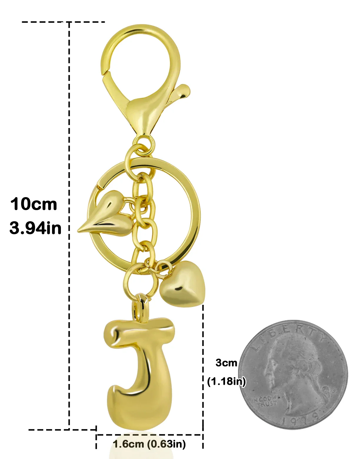 Personalized Keychain Gold Bubble Letter Bag Charm Gift - Image 31