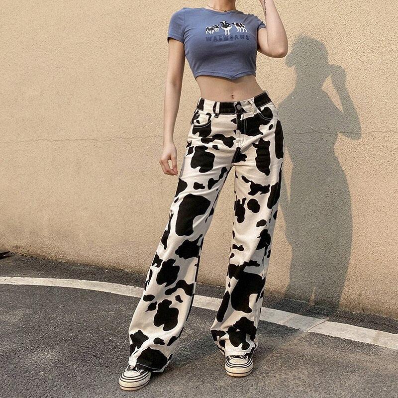 Unique Cow Print Denim Jeans for Women, Comfortable High-Quality Casual Fit, Available in Skinny, Relaxed, and Straight Leg Styles - Image 3