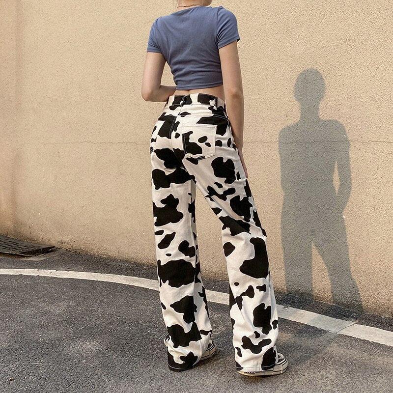 Unique Cow Print Denim Jeans for Women, Comfortable High-Quality Casual Fit, Available in Skinny, Relaxed, and Straight Leg Styles - Image 5
