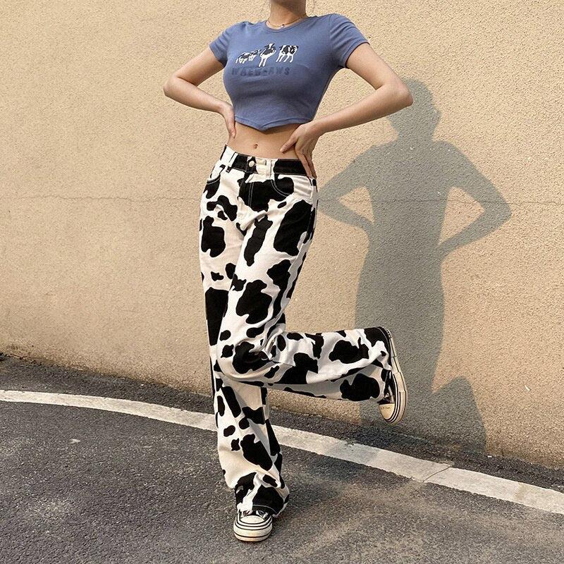Unique Cow Print Denim Jeans for Women, Comfortable High-Quality Casual Fit, Available in Skinny, Relaxed, and Straight Leg Styles - Image 6