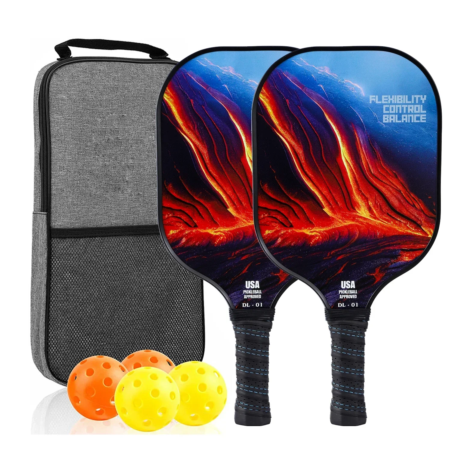 USAPA Approved Pickleball Paddle Set of 2 with 4 Balls and Carrying Bag - Lightweight Fiberglass Rackets for Indoor and Outdoor Play - Image 13