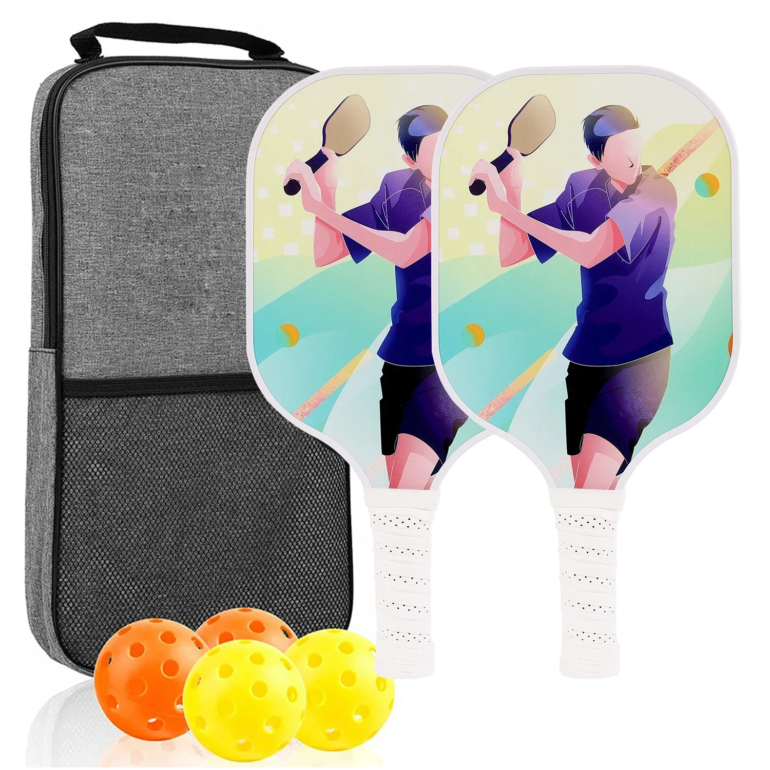 USAPA Approved Pickleball Paddle Set of 2 with 4 Balls and Carrying Bag - Lightweight Fiberglass Rackets for Indoor and Outdoor Play - Image 16