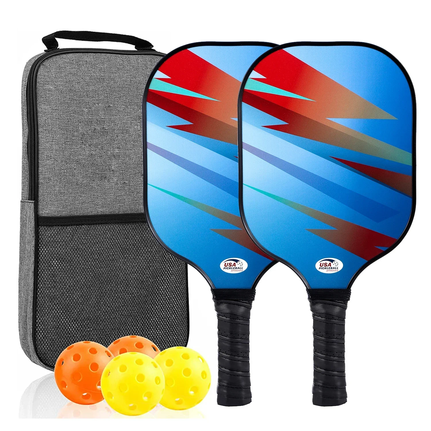 USAPA Approved Pickleball Paddle Set of 2 with 4 Balls and Carrying Bag - Lightweight Fiberglass Rackets for Indoor and Outdoor Play - Image 18