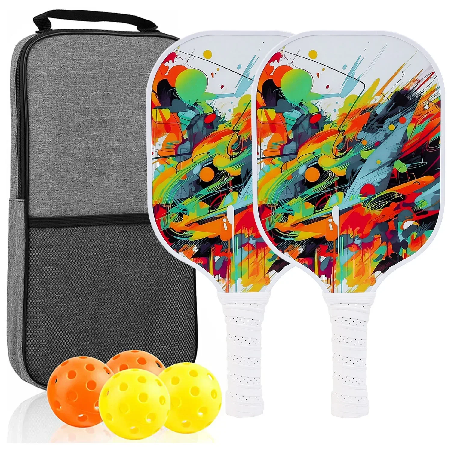 USAPA Approved Pickleball Paddle Set of 2 with 4 Balls and Carrying Bag - Lightweight Fiberglass Rackets for Indoor and Outdoor Play - Image 28