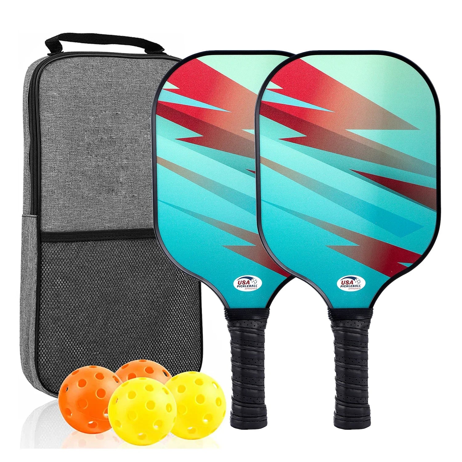 USAPA Approved Pickleball Paddle Set of 2 with 4 Balls and Carrying Bag - Lightweight Fiberglass Rackets for Indoor and Outdoor Play - Image 29