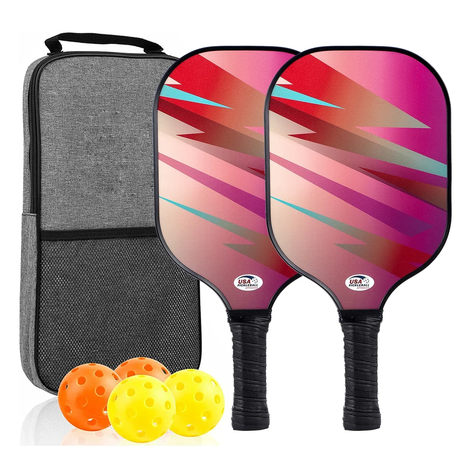 USAPA Approved Pickleball Paddle Set of 2 with 4 Balls and Carrying Bag - Lightweight Fiberglass Rackets for Indoor and Outdoor Play - Image 30