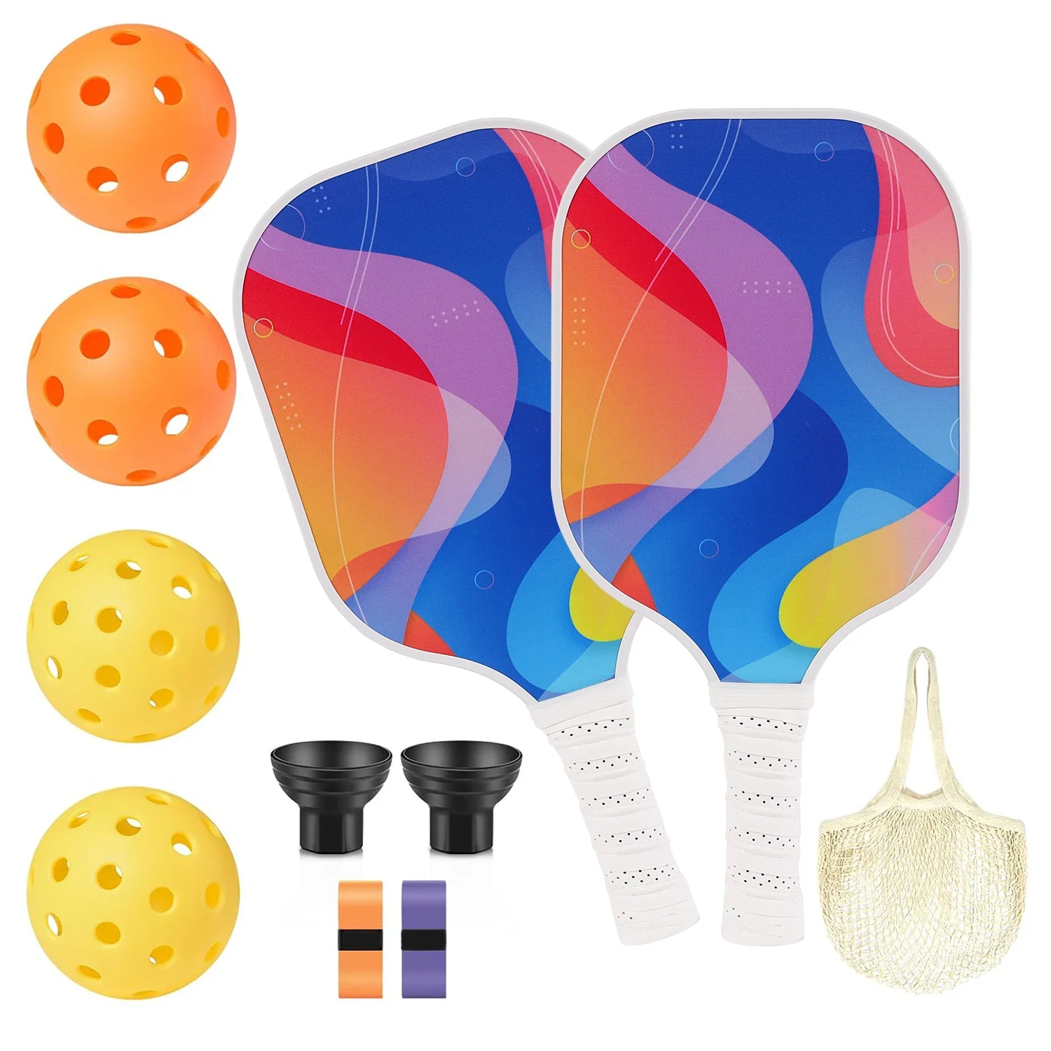 USAPA Approved Pickleball Paddle Set of 2 with 4 Balls and Carrying Bag - Lightweight Fiberglass Rackets for Indoor and Outdoor Play - Image 5