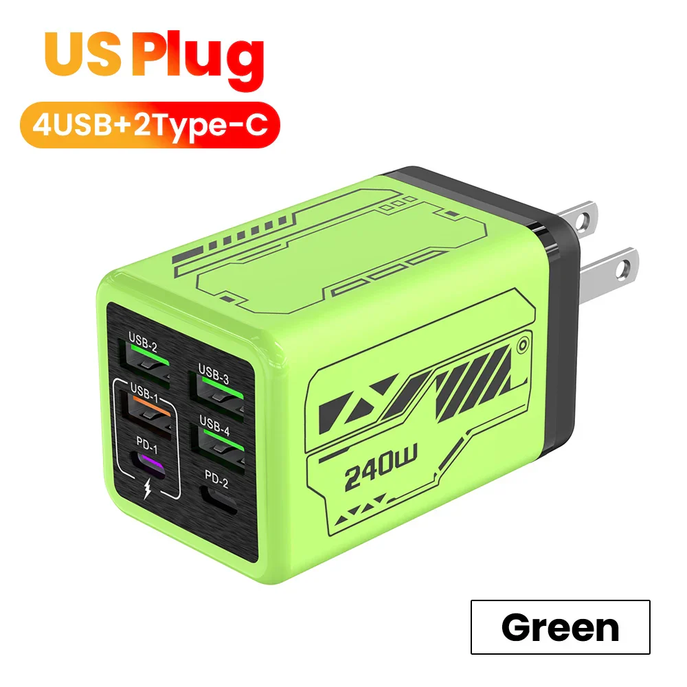USB C Charger 6-Port Fast Charge, 4 USB A 2 Type-C PD3.0, EU UK US Plug, Back to School 2026 - Image 9