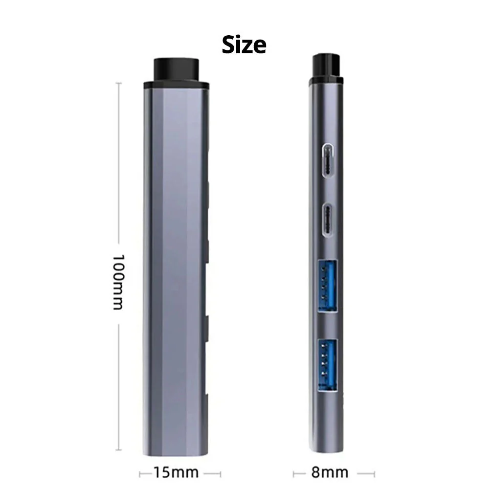 USB C Hub 6 In 1 Multiport Adapter Compact 60W PD Plus - Image 5