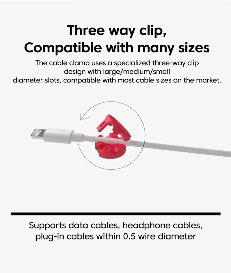USB Cable Organizer Silicone Cord Clip Desktop Holder - Image 12