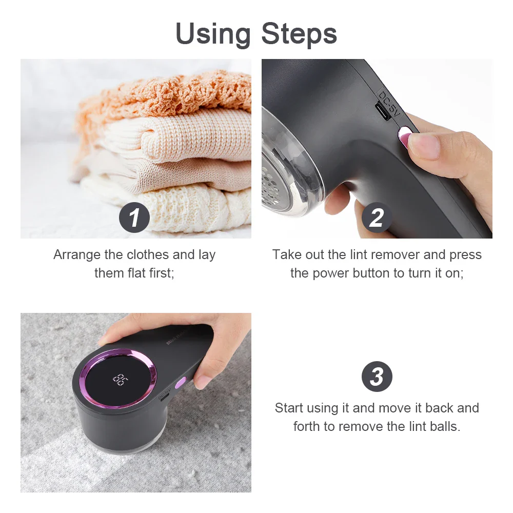 Rechargeable Fabric Lint Remover Portable Clothes Shaver - Image 14