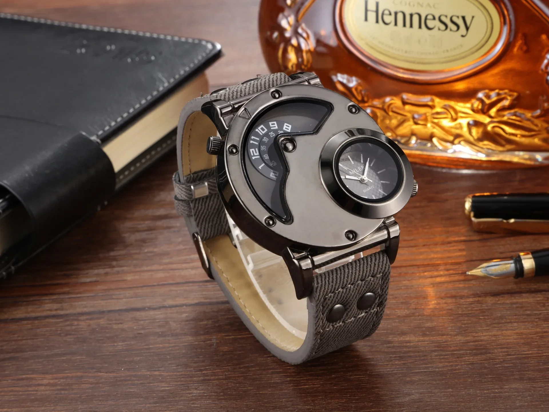 Quartz Sport Watch With Fabric Strap Irregular Alloy Case - Image 12