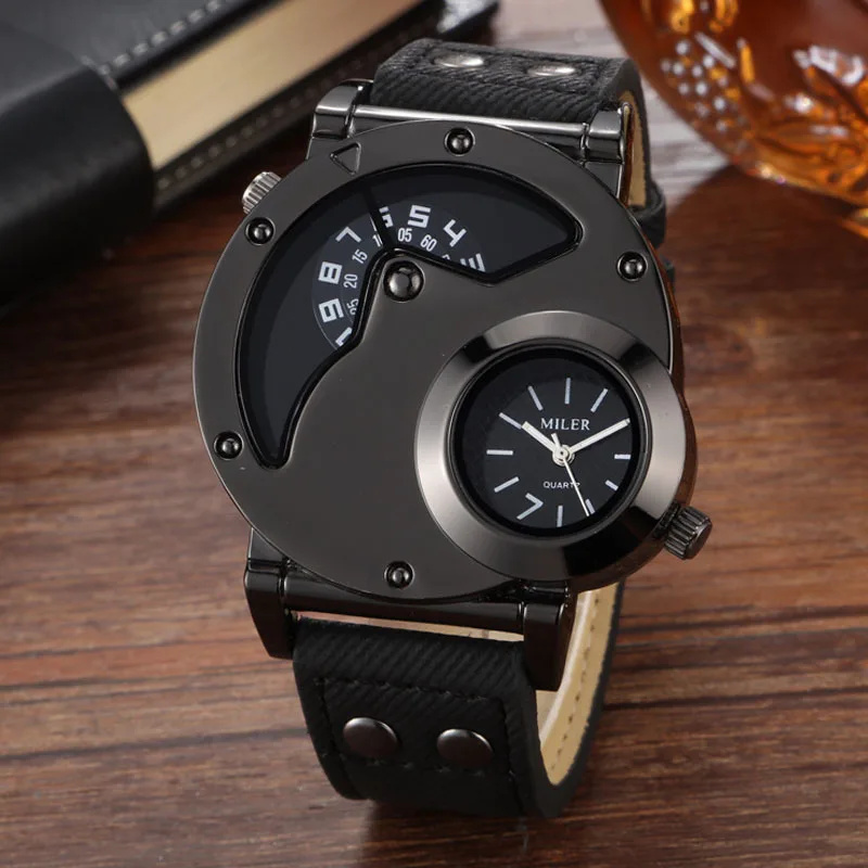 Quartz Sport Watch With Fabric Strap Irregular Alloy Case - Image 2