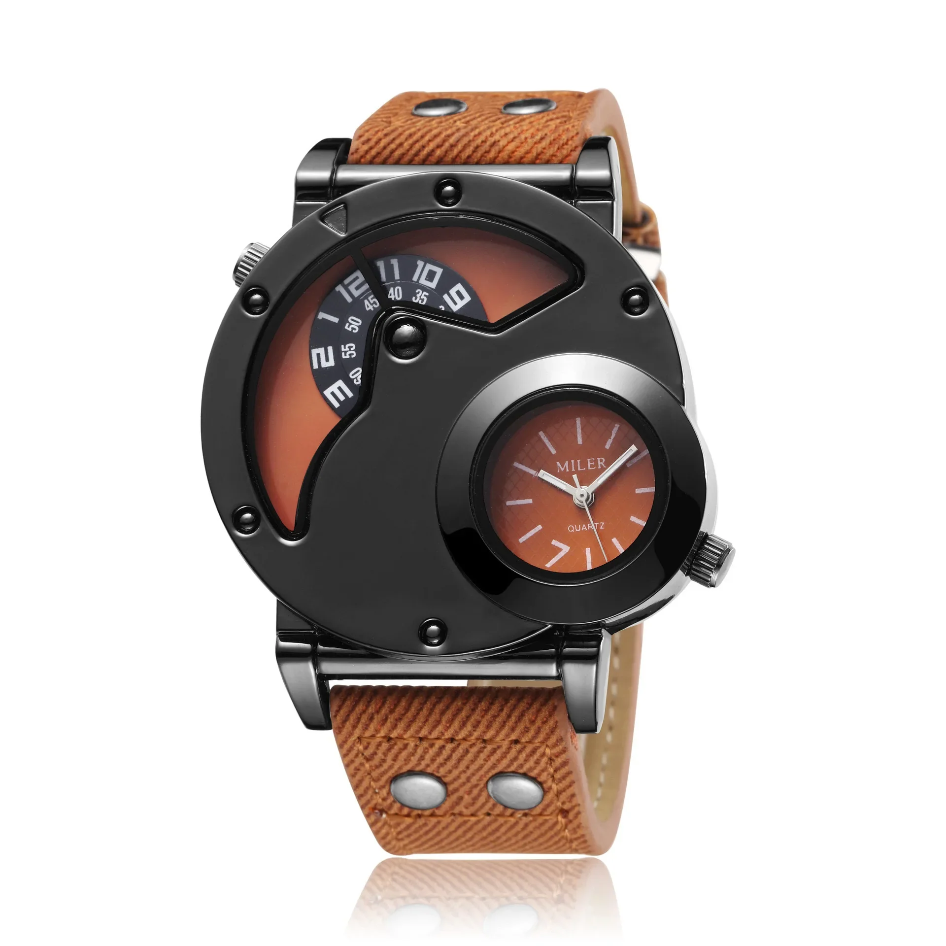 Quartz Sport Watch With Fabric Strap Irregular Alloy Case - Image 3