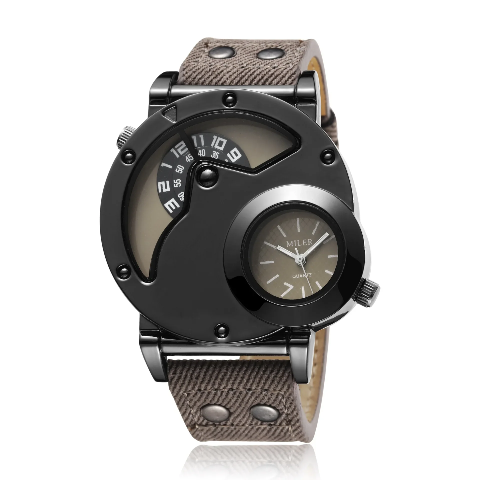 Quartz Sport Watch With Fabric Strap Irregular Alloy Case - Image 5