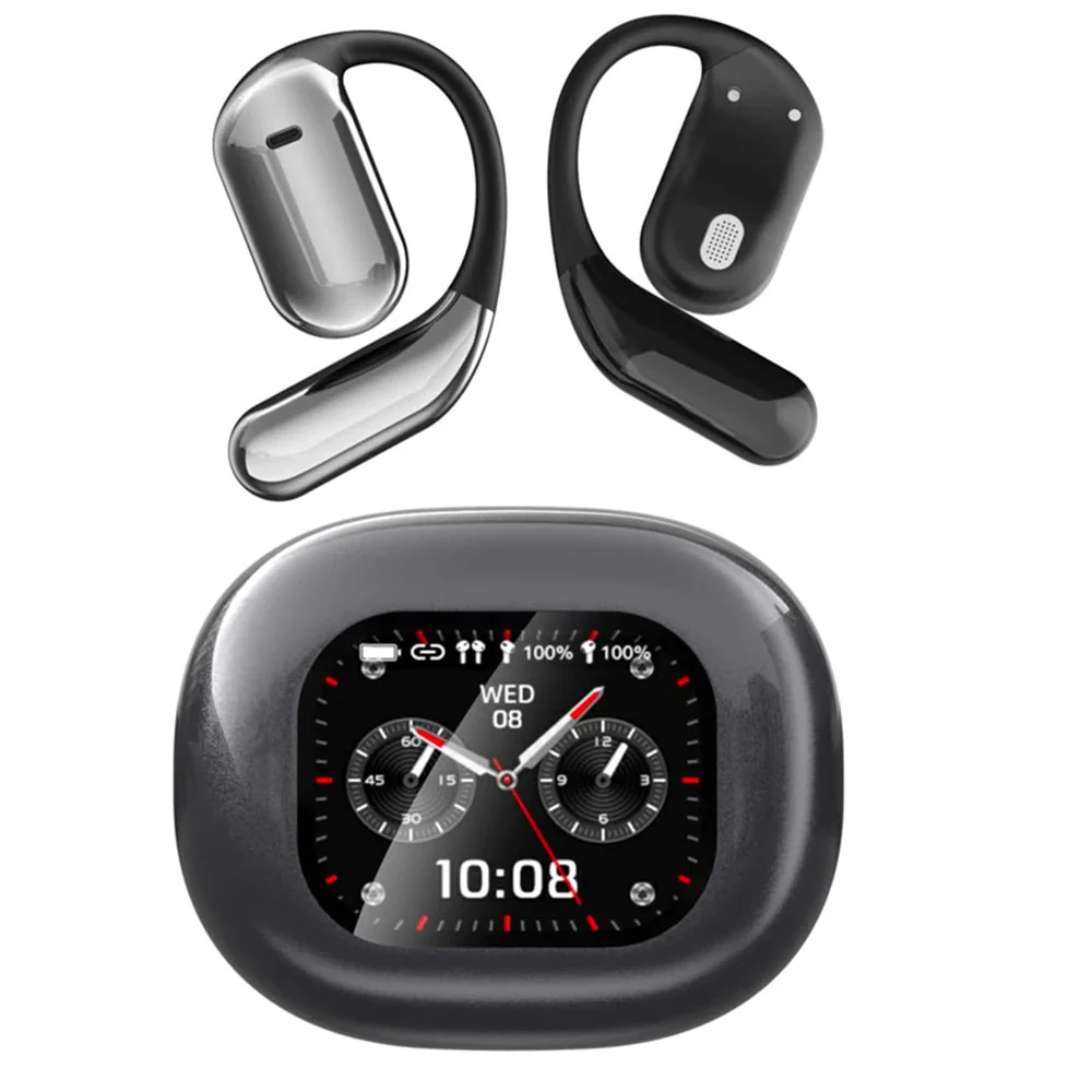 AI Translation Open Ear Earbuds With LCD Touch Screen
