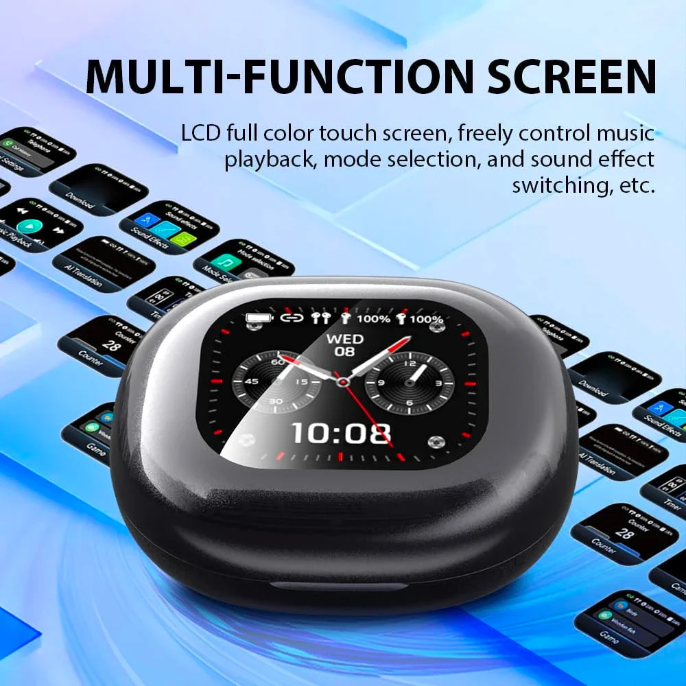AI Translation Open Ear Earbuds With LCD Touch Screen - Image 6