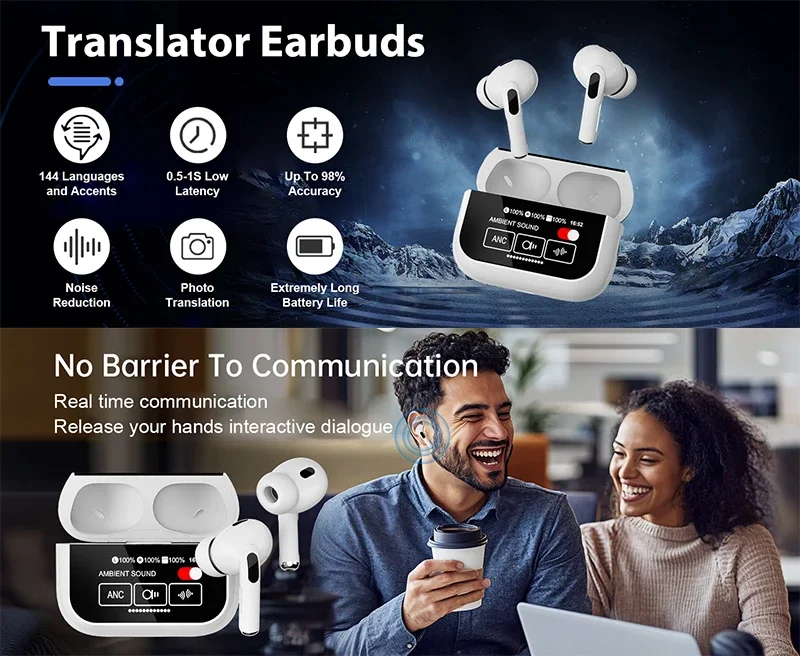 AI Translator Earbuds Offline 144 Languages 60H Case - Image 7