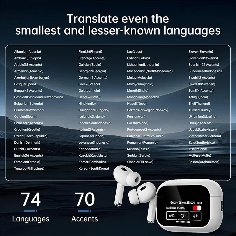 AI Translator Earbuds Offline 144 Languages 60H Case - Image 8