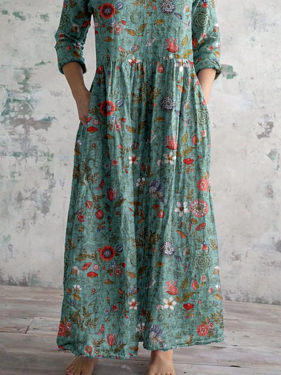 V-Neck Floral Women's Dress - Lightweight Summer Wedding Guest Dress with Flattering Silhouette - Image 3