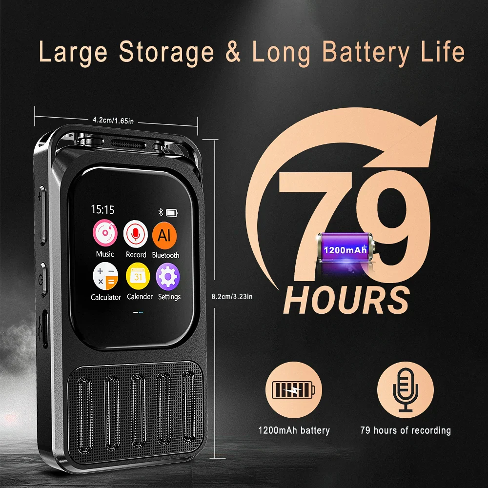 AI Voice Recorder Bluetooth Touchscreen 79H Battery 1200mAh - Image 7