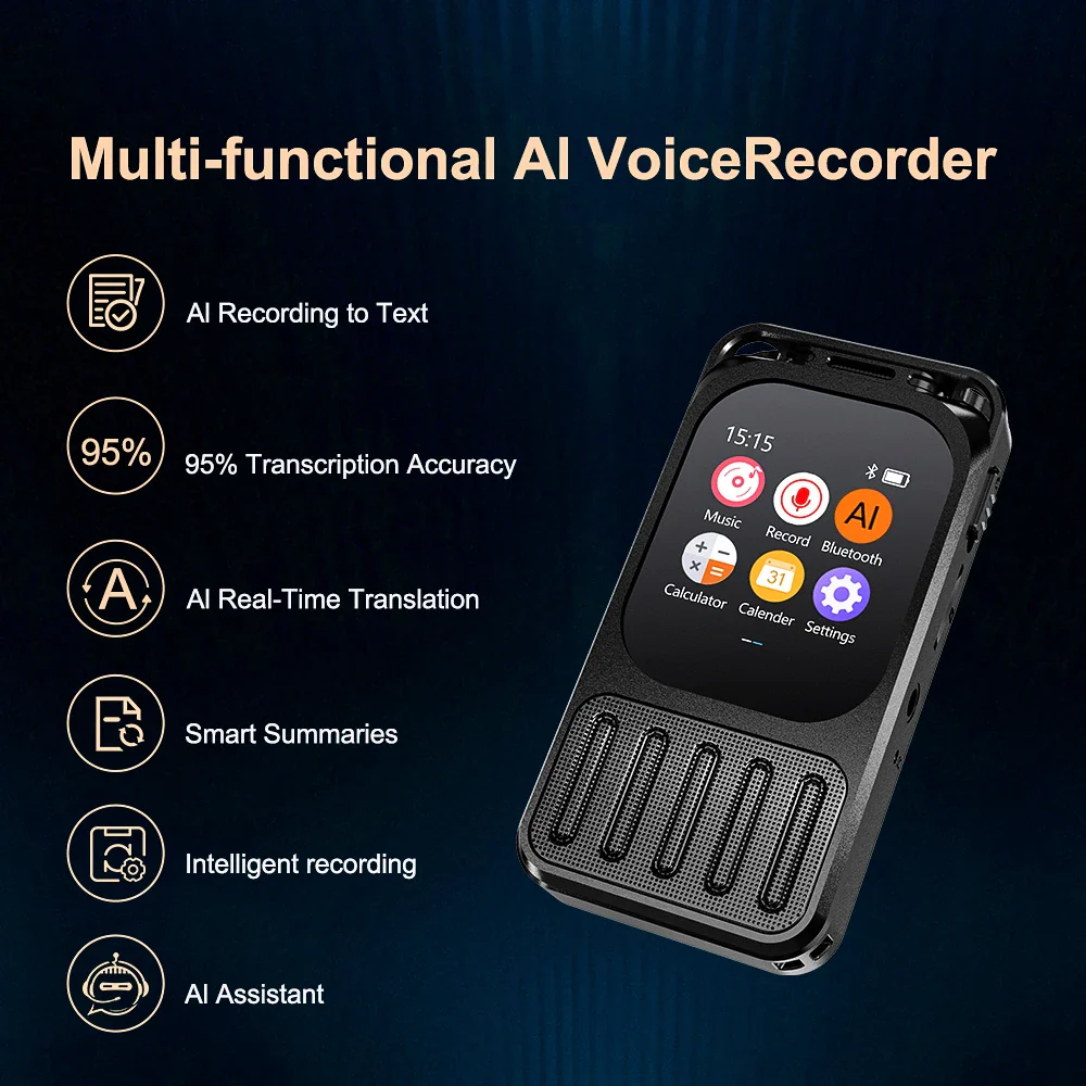 AI Voice Recorder Bluetooth Touchscreen 79H Battery 1200mAh - Image 8