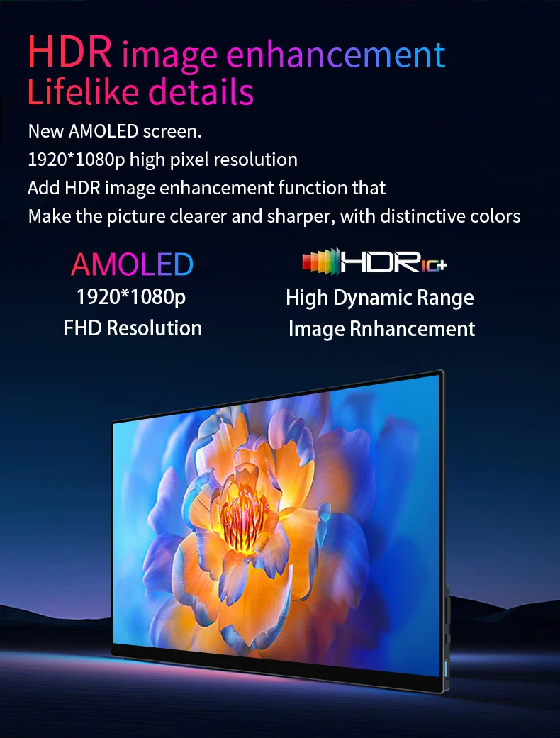 OLED 13.3 Portable Monitor Metal Frame Travel Display - Image 14