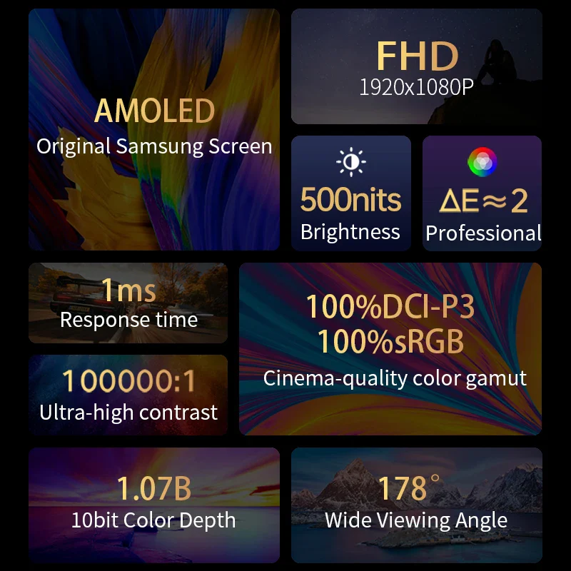 OLED 13.3 Portable Monitor Metal Frame Travel Display - Image 3
