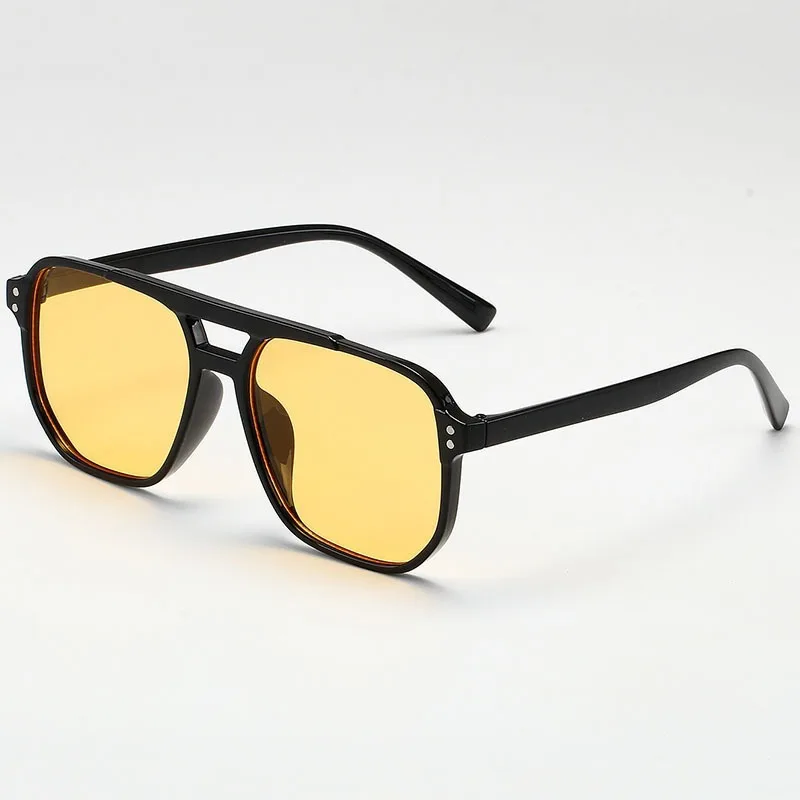 Vintage Big Square Sunglasses for Men Women - Unisex UV400 Black Lens Designer Shades - Image 3