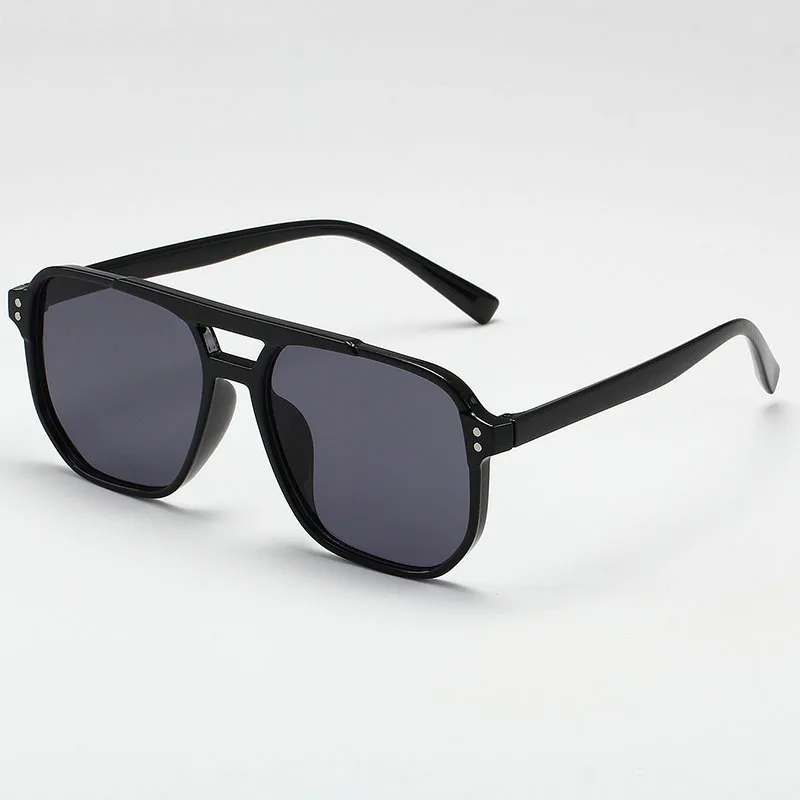 Vintage Big Square Sunglasses for Men Women - Unisex UV400 Black Lens Designer Shades - Image 6
