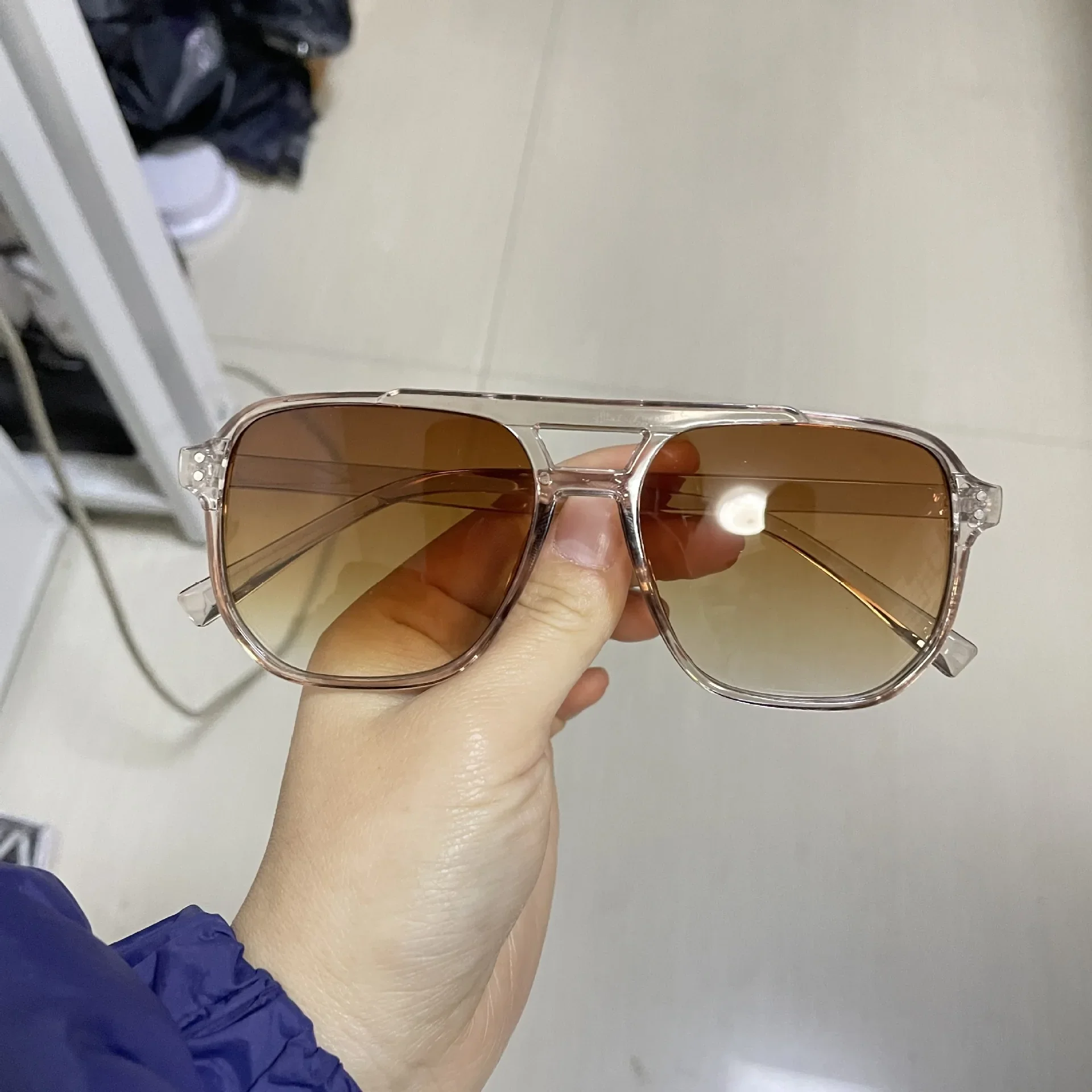 Vintage Big Square Sunglasses for Men Women - Unisex UV400 Black Lens Designer Shades - Image 7