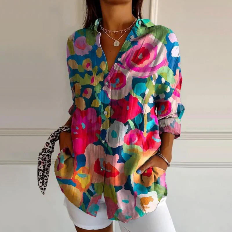 Vintage Floral Womens Blouse, Lightweight Summer Top with Button Front and Relaxed Fit - Image 15