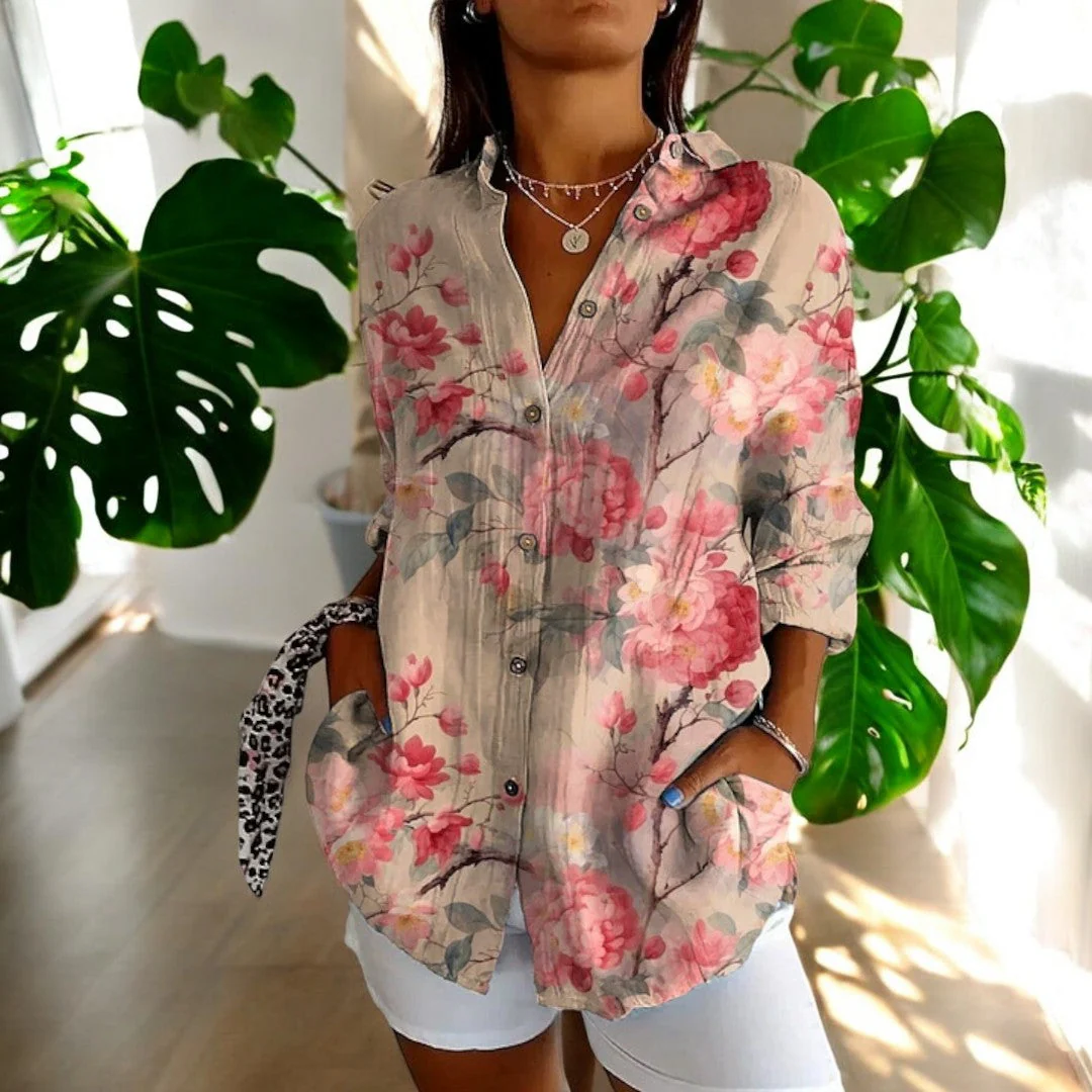 Vintage Floral Womens Blouse, Lightweight Summer Top with Button Front and Relaxed Fit - Image 6