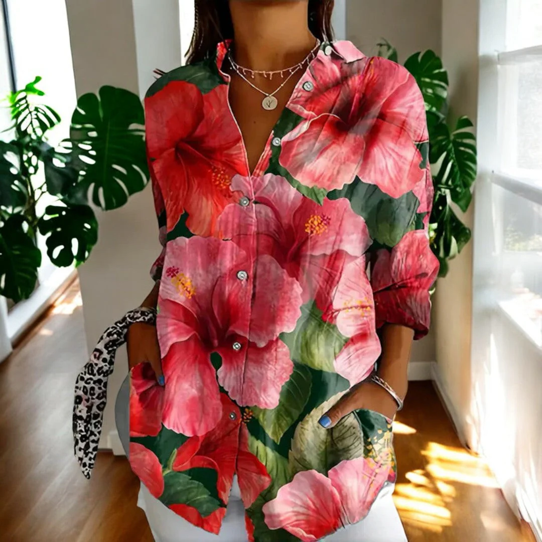 Vintage Floral Womens Blouse, Lightweight Summer Top with Button Front and Relaxed Fit - Image 8