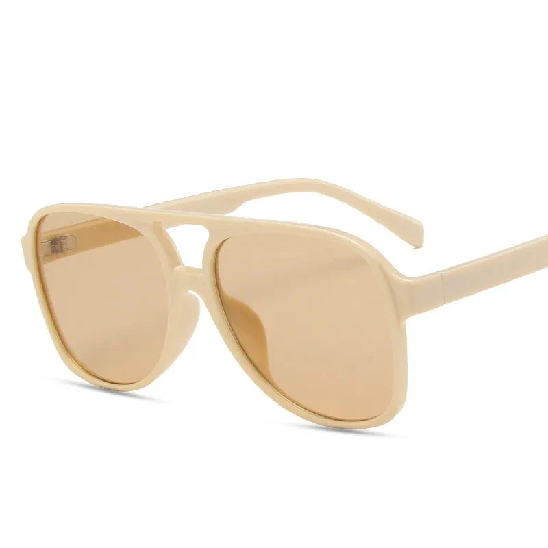 Vintage Oversized Sunglasses Women Retro Big Frame Square Glasses with Pouch Black Yellow - Image 10