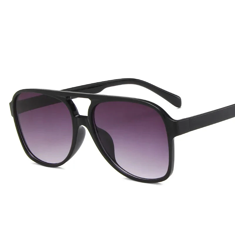 Vintage Oversized Sunglasses Women Retro Big Frame Square Glasses with Pouch Black Yellow - Image 3