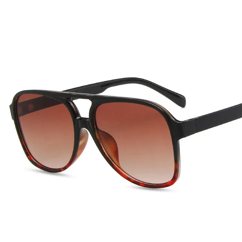 Vintage Oversized Sunglasses Women Retro Big Frame Square Glasses with Pouch Black Yellow - Image 8