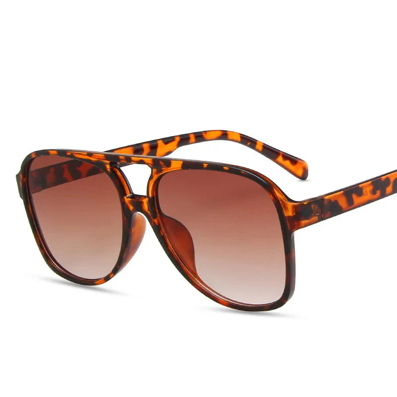 Vintage Oversized Sunglasses Women Retro Big Frame Square Glasses with Pouch Black Yellow - Image 9