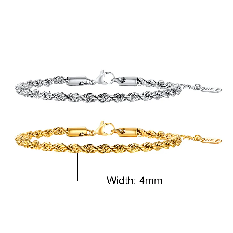 Stainless Steel Rope Chain Bracelet Twisted Singapore - Image 22