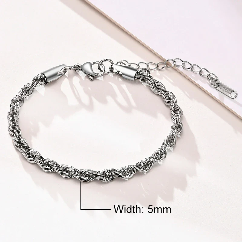 Stainless Steel Rope Chain Bracelet Twisted Singapore - Image 23