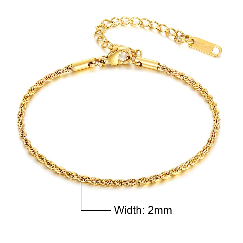 Stainless Steel Rope Chain Bracelet Twisted Singapore - Image 24