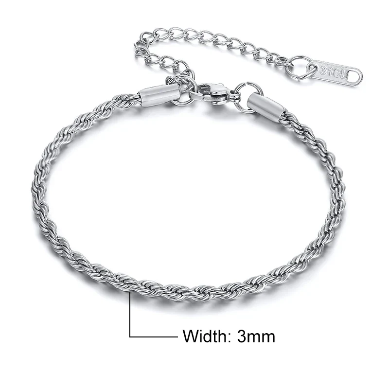 Stainless Steel Rope Chain Bracelet Twisted Singapore - Image 25