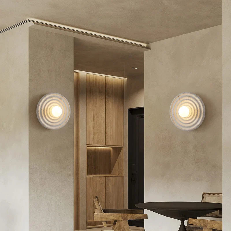 Japandi Wabi Sabi Round Wall Sconce Japanese Minimal LED Light - Image 4