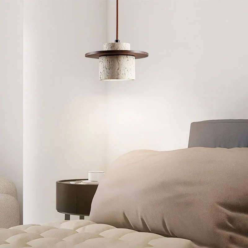 Japandi Wabi Sabi Stone Pendant Light Rustic Bedroom Cafe Lamp - Image 2